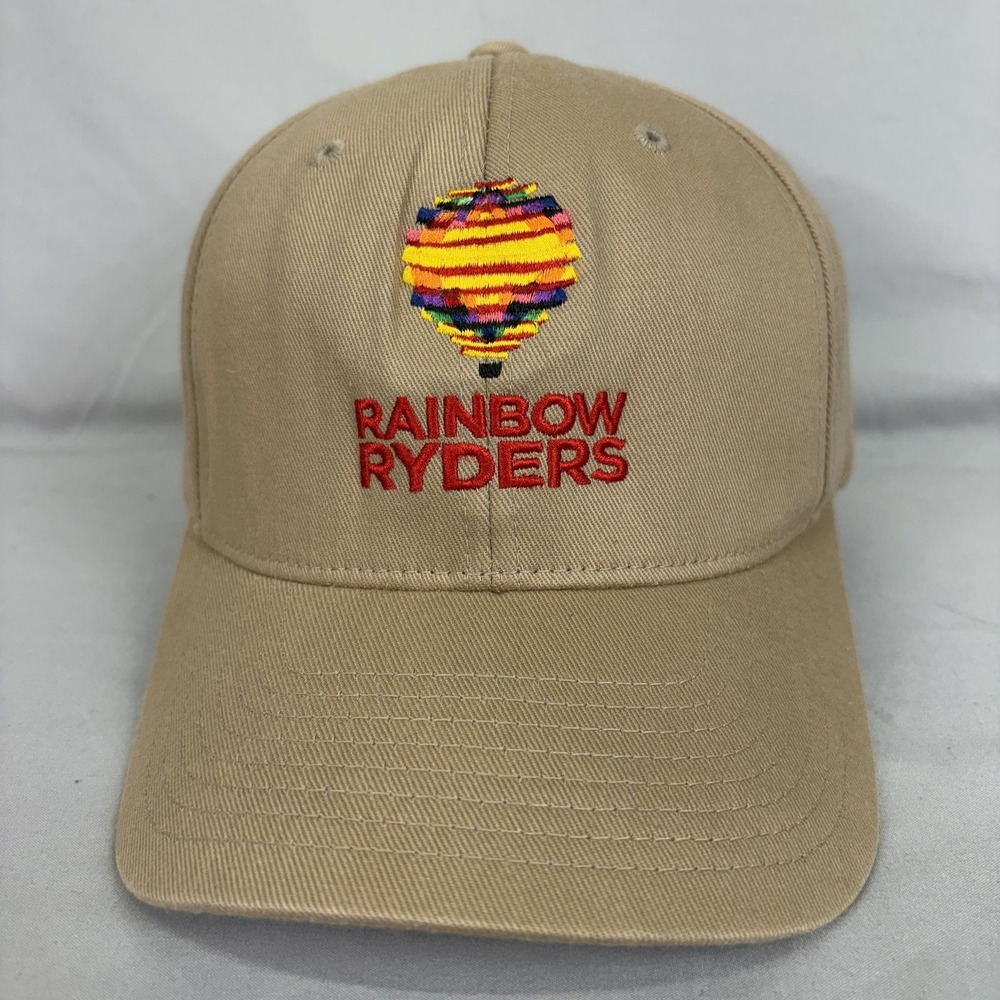 Port Authority Hat Rainbow Ryders Hot Air Balloon Unisex L/XL Tan Flexfit Cap